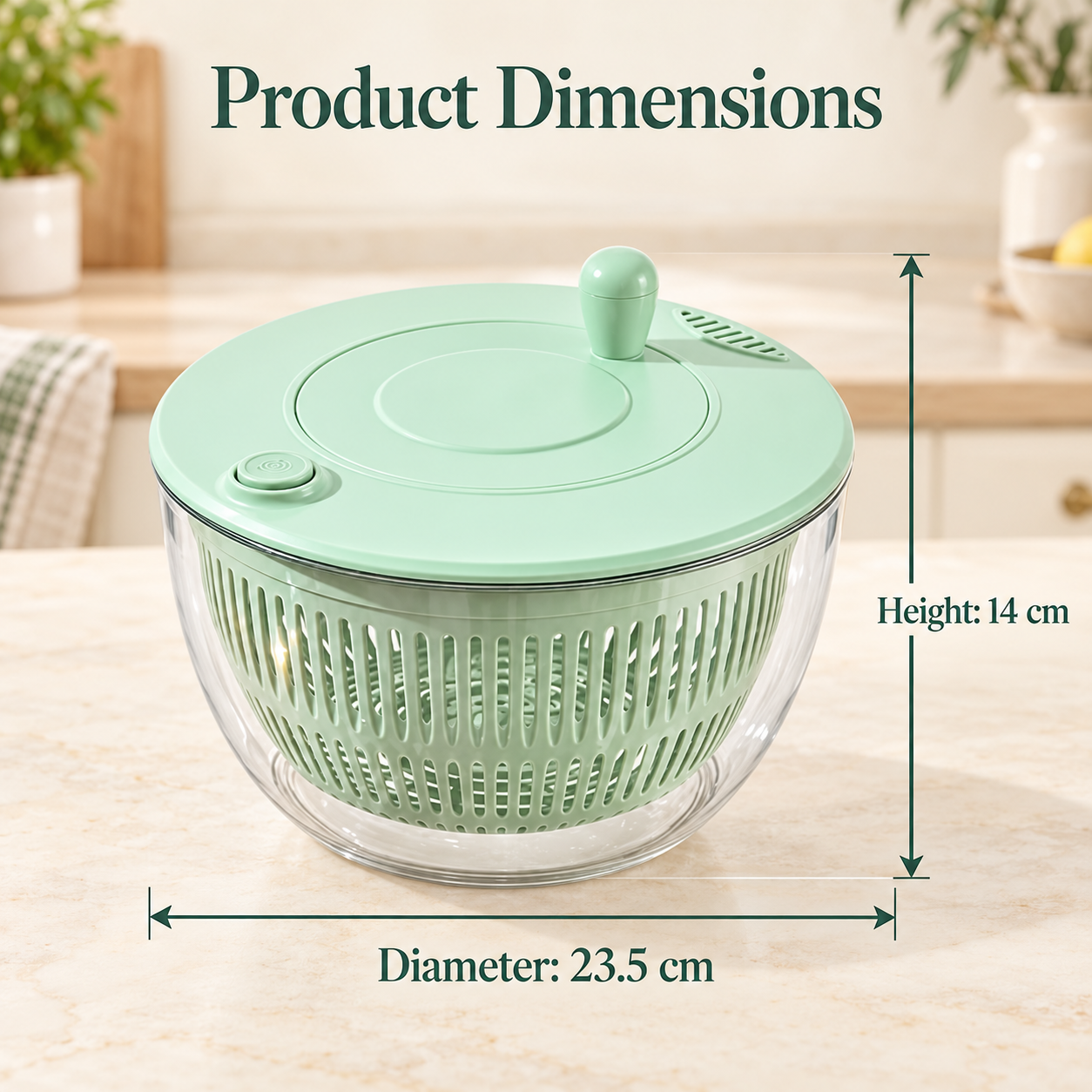 Product dimensions: diameter 23.5 cm, height 14 cm