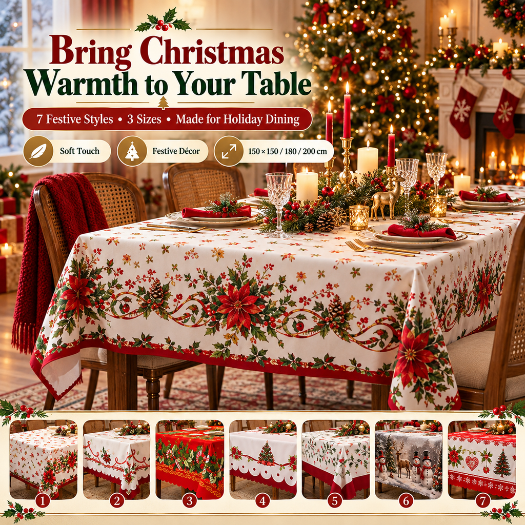🎄 Christmas Tablecloth | 7 Festive Styles