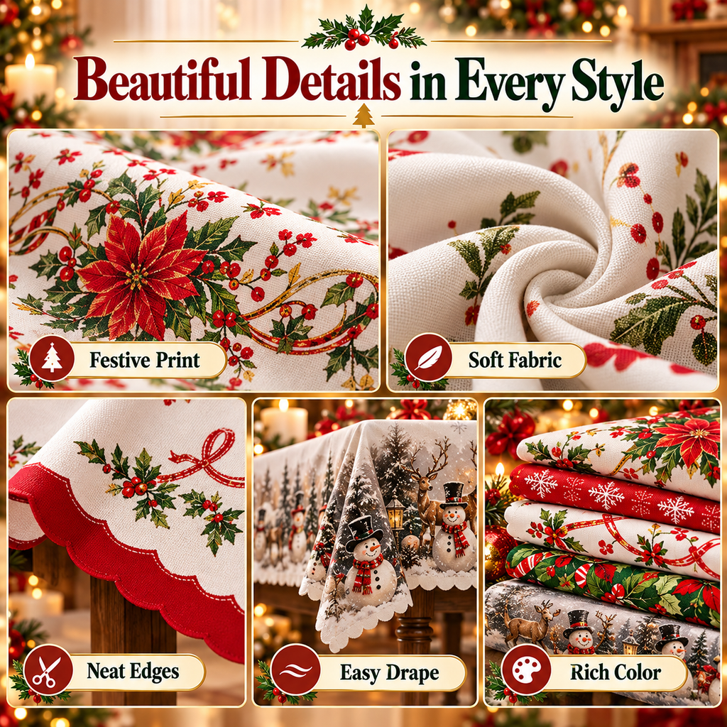 🎄 Christmas Tablecloth | 7 Festive Styles