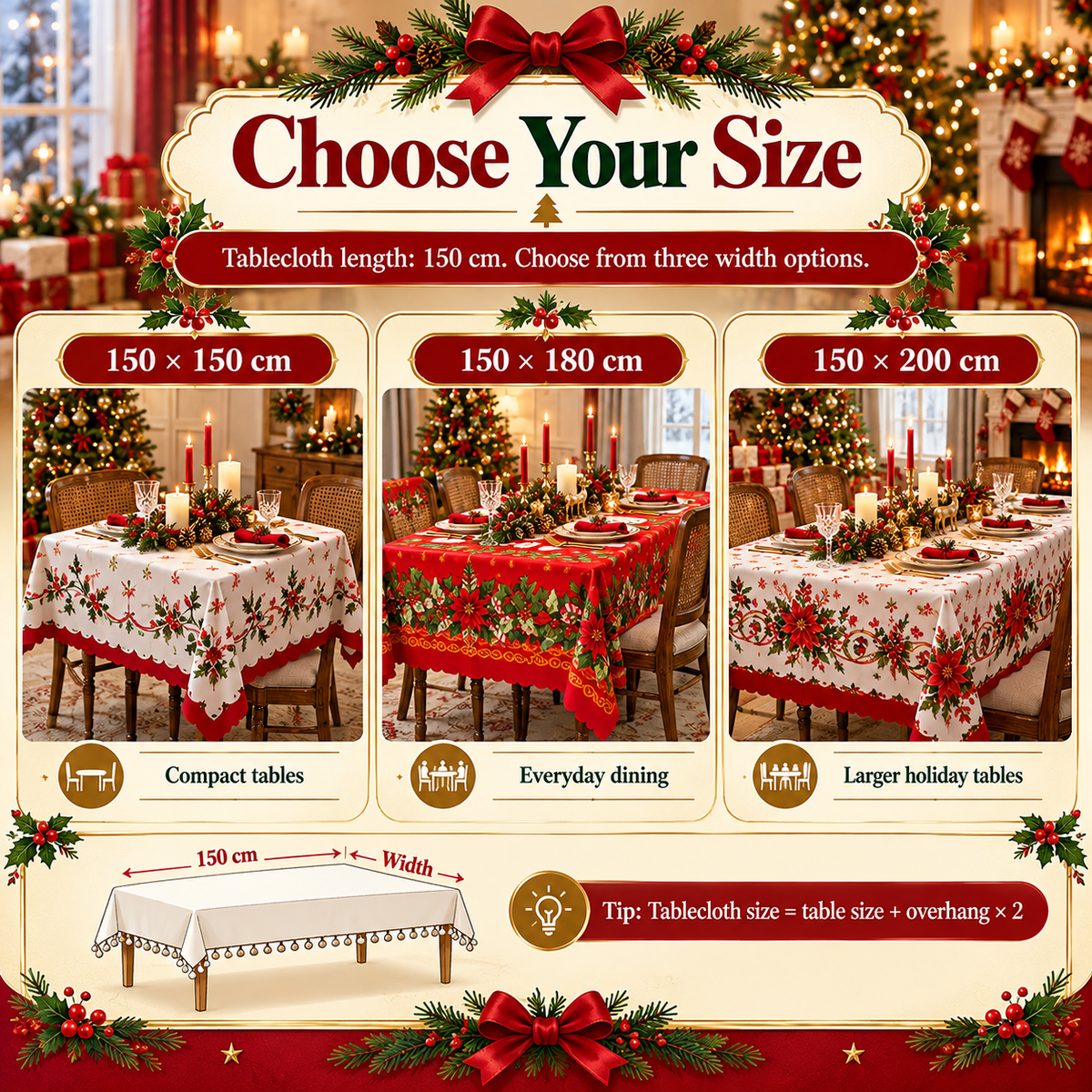 🎄 Christmas Tablecloth | 7 Festive Styles